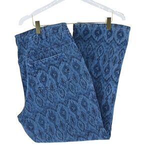 16W DG2 by Diane Gilman Women's Jeans Blue Ikat Pattern Bootcut Denim Artisinal